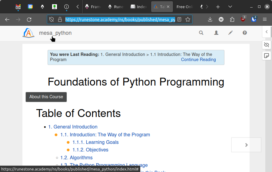 Foundations of Python Programming table of contents